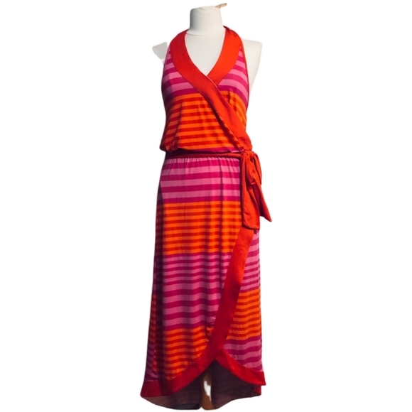 NWT MUD PIE Bag Lady "McCay Wrap " Sophia 3-Way Dress Size Medium, Pink & Orange - Picture 2 of 9